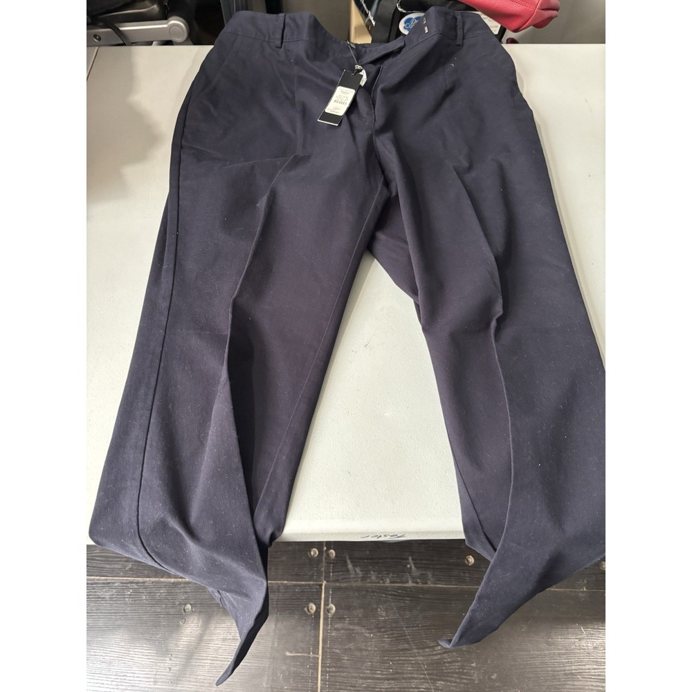 NWT Talbots Women's Blue Classic Linen Straight Ankle Pants 12W